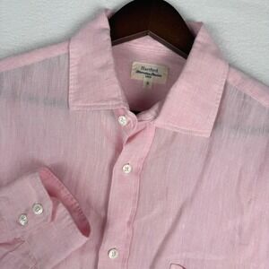 Hartford Alternative Classics 1979 Mens M Pink Linen Long Sleeve Button Shirt